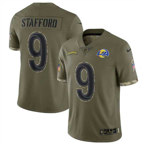 Men's Los Angeles Rams #9 Matthew Stafford 2022 Olive Salute To Service Limited Stitched Jersey,We sell and wholesale Men's Los Angeles Rams #9 Matthew Stafford 2022 Olive Salute To Service Limited Stitched Jersey on line form chian!